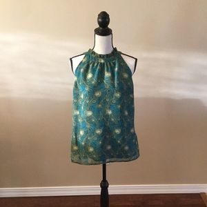 LIBERTY OF LONDON sleeveless peacock feather top.